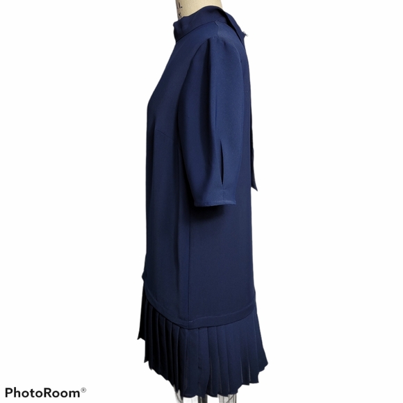 ZARA Navy Blue Pleated Dress, Size XSMALL - Picture 3 of 16